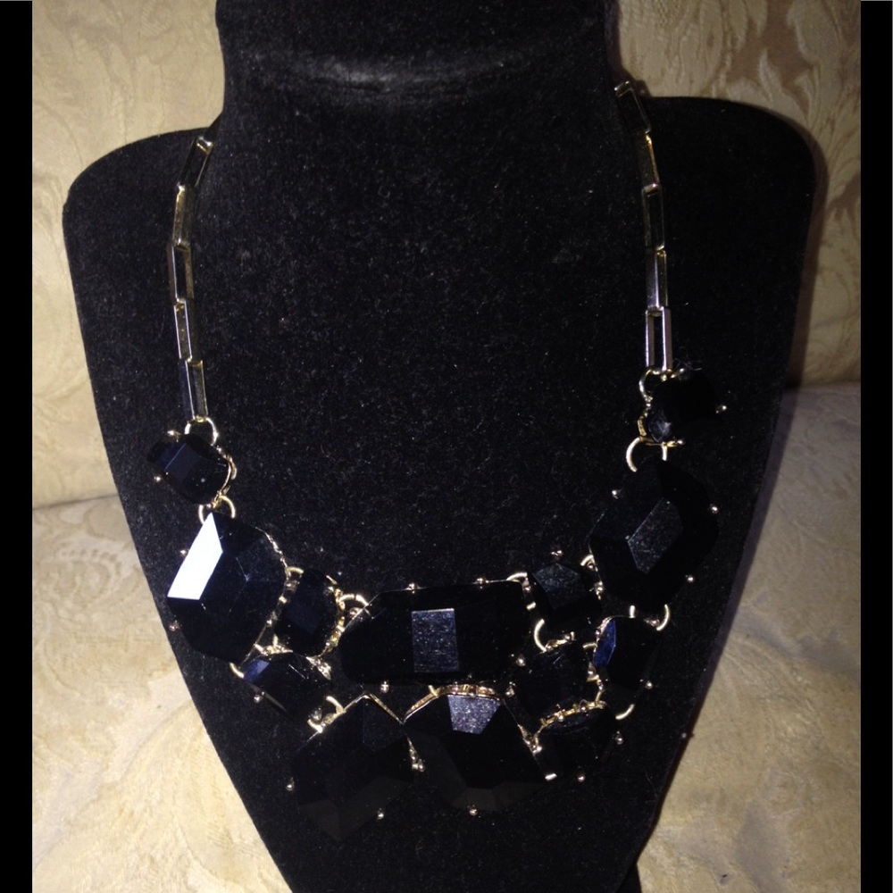 Black rhinestone statement necklace